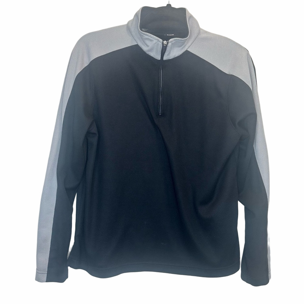 L.L. Bean Mens Black & Gray 1/4 Zip Up Size Medium